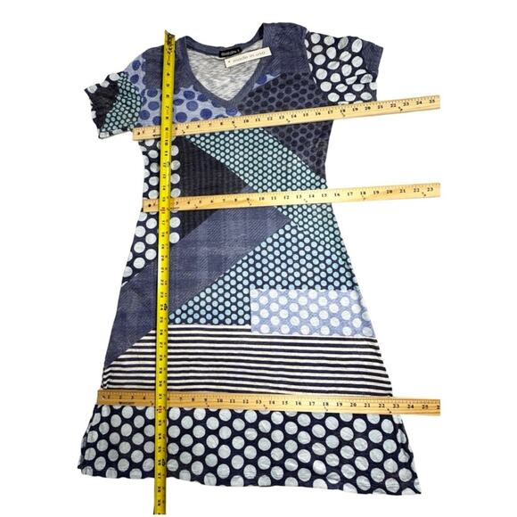 NWT David Cline V-Neck Short Sleeve T-Shirt Dress SZ Small Blue Dot $119 - Picture 16 of 16